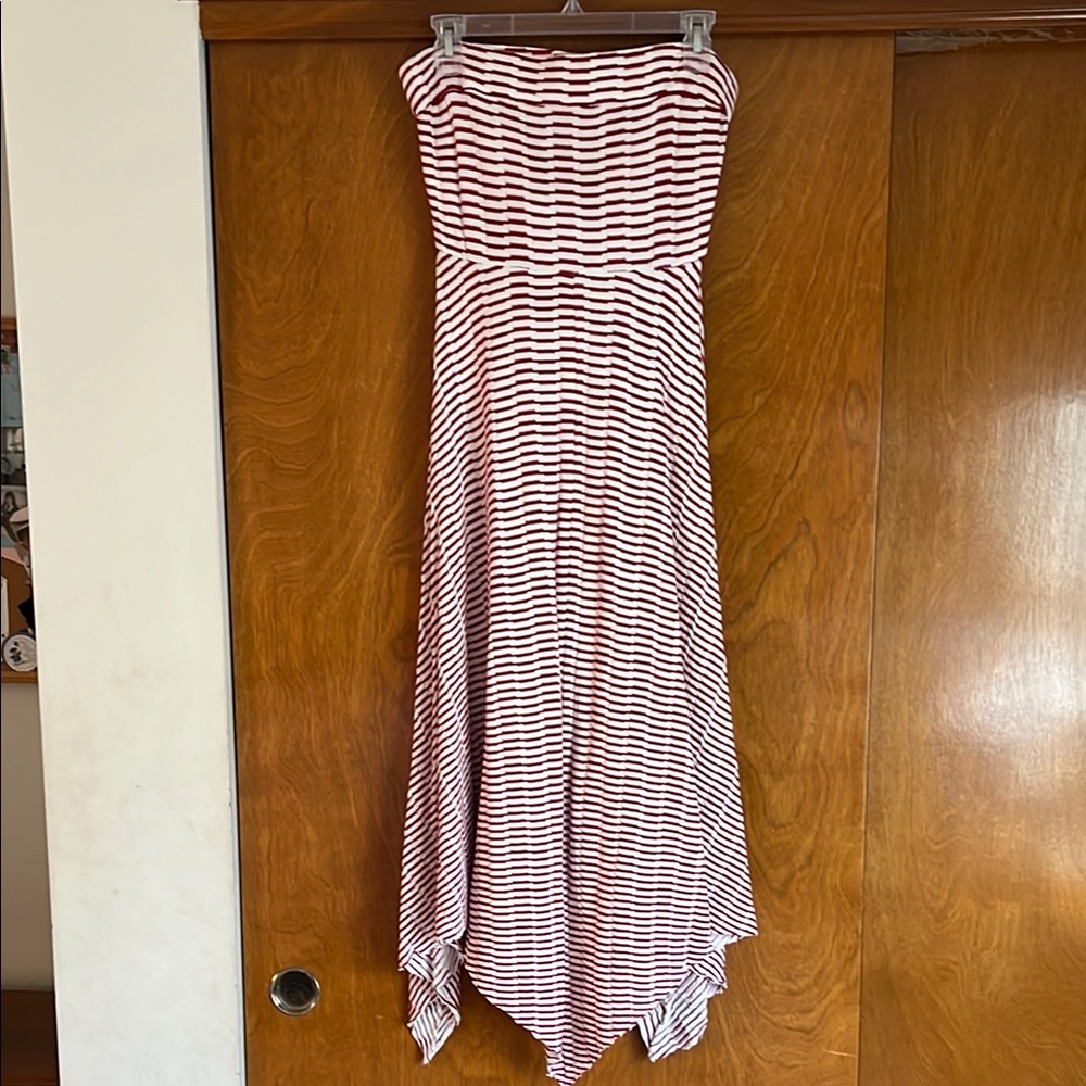 Maeve Red and White Strapless Dress